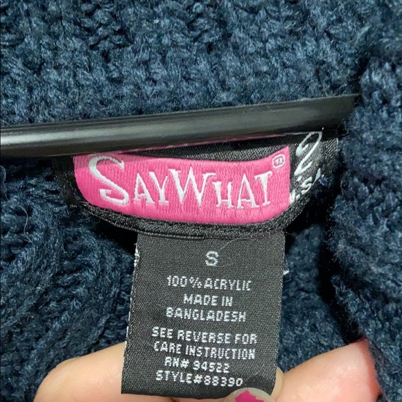 Comfortable Navy Sweater Dress with Belt - Picture 5 of 5